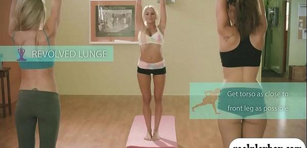  Huge tits blonde teaching yoga exercises